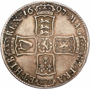 1 Crown - William III 3rd bust; 2nd harp, United Kingdom, 1697 reverse image