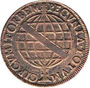 20 Réis - João V Crown with 4 Arches; Lisbon Mint, Brazil, 1715-1729 reverse image