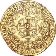 1 Noble - Edward III Post-Treaty period; Calais mint, United Kingdom, 1369-1377 reverse image