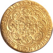 1 Noble - Edward III Post-Treaty period; Calais mint, United Kingdom, 1369-1377 reverse image
