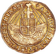 1 Angel - Elizabeth I 5th issue, United Kingdom, 1578-1582 reverse image