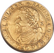 ½ Laurel - James I 3rd coinage; 1st bust obverse image