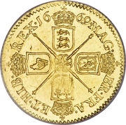 ½ Guinea - Charles II 1st bust, United Kingdom, 1669-1672 reverse image