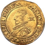 1 Unite - Charles I group B; 2nd bust obverse image