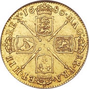 1 Guinea - James II 2nd bust, United Kingdom, 1686-1688 reverse image