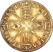 1 Guinea - James II 2nd bust, United Kingdom, 1686-1688 reverse image
