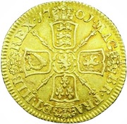 1 Guinea - William III 2nd bust, United Kingdom, 1697-1701 reverse image