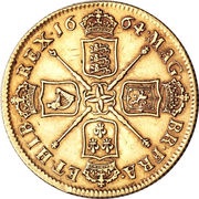 2 Guineas - Charles II 1st bust, United Kingdom, 1664-1673 reverse image