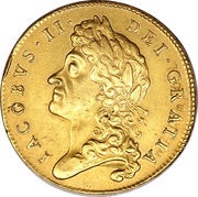 5 Guineas - James II 1st bust obverse image
