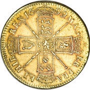 5 Guineas - William III 1st bust, United Kingdom, 1699-1700 reverse image
