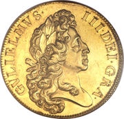 5 Guineas - William III 2nd bust obverse image
