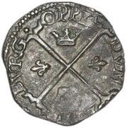 1 Penny - Mary I 1st Period, Type III, United Kingdom, 1554-1555 reverse image
