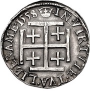 1 Testoon - Mary I 1st Period, Type IIIb, United Kingdom, 1557-1558 reverse image