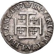 1 Testoon - Mary I 1st Period, Type IIIb, United Kingdom, 1557-1558 reverse image