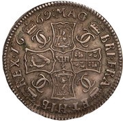 1 Merk - Charles II 1st Coinage, Type II, United Kingdom, 1664-1674 reverse image
