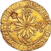 1 Unicorn - James V 1st Coinage, Countermarked, United Kingdom, 1518-1526 reverse image