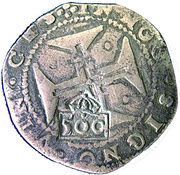 500 Réis - Afonso VI Countermarked 400 Réis, Brazil, 1663 reverse image