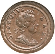1 Farthing - George I 2nd issue; larger flan, United Kingdom, 1719-1724 obverse image