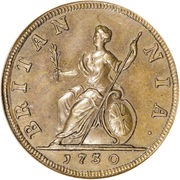 1 Farthing - George II young bust, United Kingdom, 1730-1739 reverse image