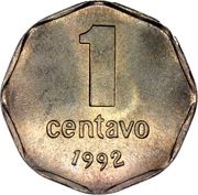 1 Centavo octagonal type, smooth edge reverse image