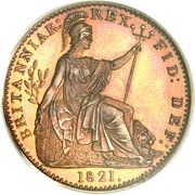 1 Farthing - George IV 1st issue, United Kingdom, 1821-1826 reverse image