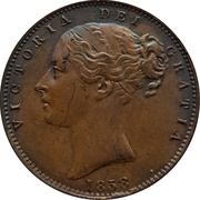 1 Farthing - Victoria 1st portrait obverse image