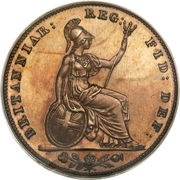 1 Farthing - Victoria 1st portrait; bronzed Proof reverse image