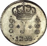 600 Réis - José I Curved Zones; Province of Minas Gerais; Rio de Janeiro Mint obverse image