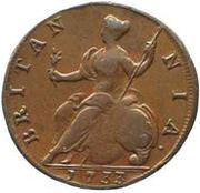 ½ Penny - George II young bust, United Kingdom, 1729-1739 reverse image