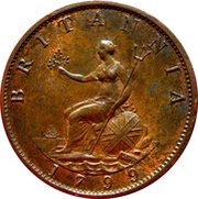 ½ Penny - George III 3rd issue, United Kingdom, 1799 reverse image