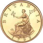 ½ Penny - George III 3rd issue; Proof, United Kingdom, 1799 reverse image