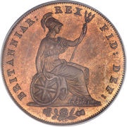 ½ Penny - George IV, United Kingdom, 1825-1827 reverse image