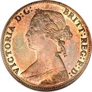 ½ Penny - Victoria 2nd portrait; 2nd type obverse image