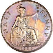 ½ Penny - George V modified effigy, United Kingdom, 1925-1927 reverse image