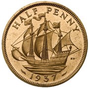 ½ Penny - Edward VIII Pattern, United Kingdom, 1937 reverse image
