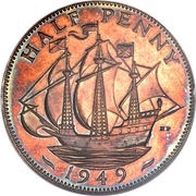 ½ Penny - George VI without 'IND:IMP', United Kingdom, 1949-1952 reverse image