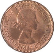 ½ Penny - Elizabeth II 1st portrait; with 'BRITT:OMN' obverse image