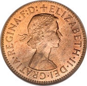 ½ Penny - Elizabeth II 1st portrait; without 'BRITT:OMN' obverse image