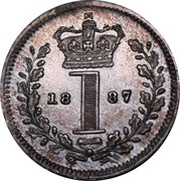 1 Penny - Victoria 1st portrait; Maundy issues, United Kingdom, 1838-1887 reverse image
