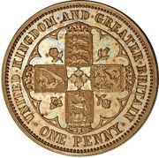 1 Penny - Victoria Pattern, United Kingdom, 1860 reverse image