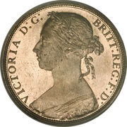 1 Penny - Victoria 2nd portrait; 2nd type obverse image