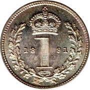 1 Penny - Victoria 2nd portrait; Maundy issues, United Kingdom, 1888-1892 reverse image