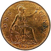 1 Penny - George V modified effigy reverse image