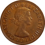 1 Penny - Elizabeth II 1st portrait; without 'BRITT:OMN' obverse image