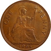 1 Penny - Elizabeth II 1st portrait; without 'BRITT:OMN' reverse image