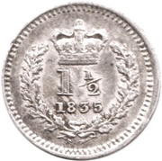 1½ Pence - William IV Colonial issue, United Kingdom, 1834-1837 reverse image