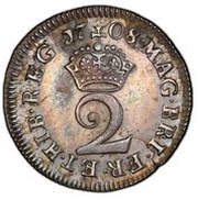2 Pence - Anne 2nd bust; incl. Maundy, United Kingdom, 1708-1713 reverse image