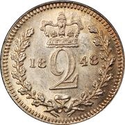 2 Pence - Victoria 1st portrait; Colonial and Maundy issues, United Kingdom, 1838-1887 reverse image