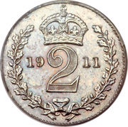 2 Pence - George V 1st Maundy issue, United Kingdom, 1911-1920 reverse image
