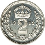 2 Pence - Elizabeth II Maundy pre-decimal; 1st issue, United Kingdom, 1953 reverse image